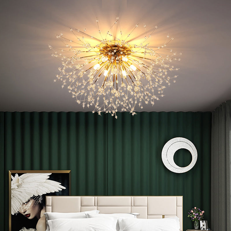 Dandelion Crystal Ceiling Lamp – Elegant Bedroom Light