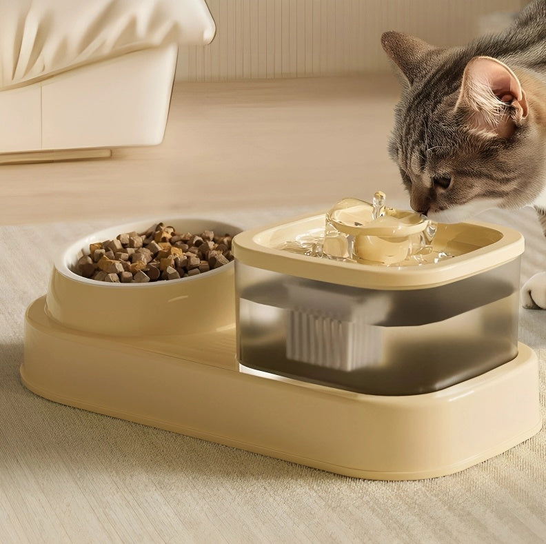 2-in-1 Pet Feeder and Drinker – Auto Water Dispenser and Food Divider