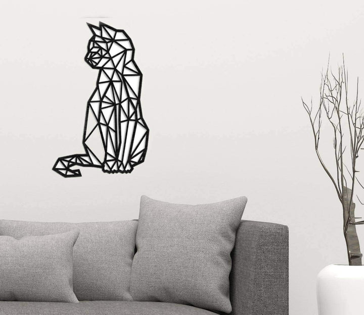 Handcrafted Metal Cat Wall Art – Elegant Home Decor Piece