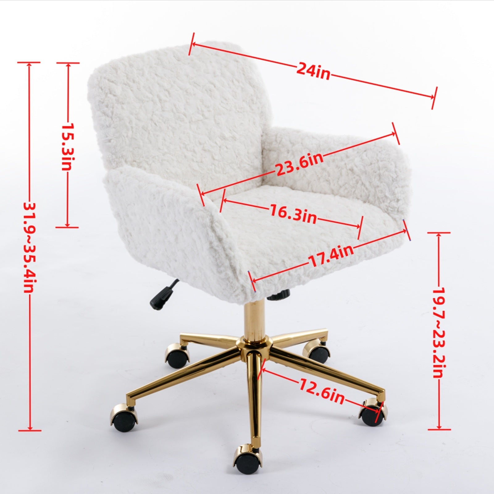A&A Velvet Office Chair – With Artificial Rabbit Hairs & Gold Base