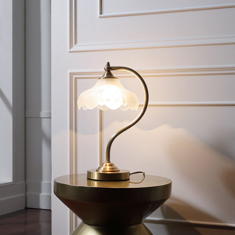Copper & Glass Pendant Light Lamp - Bedroom Bedside Lamp