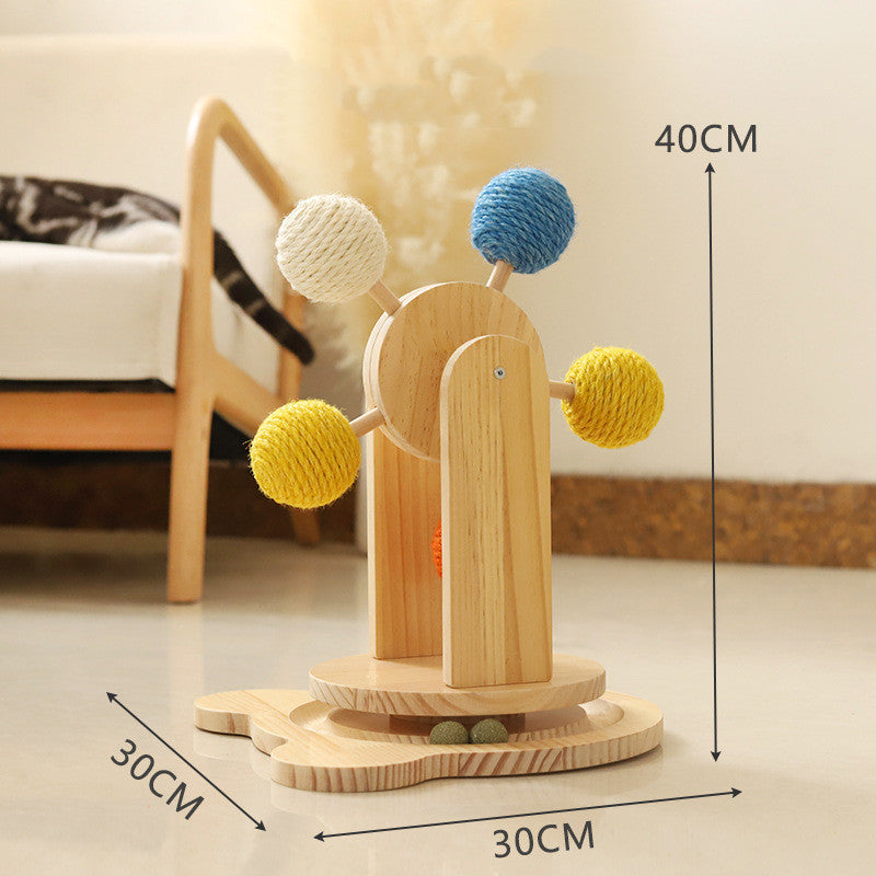 Rotating Cat Scratcher Board – Solid Wood Sisal Play Board