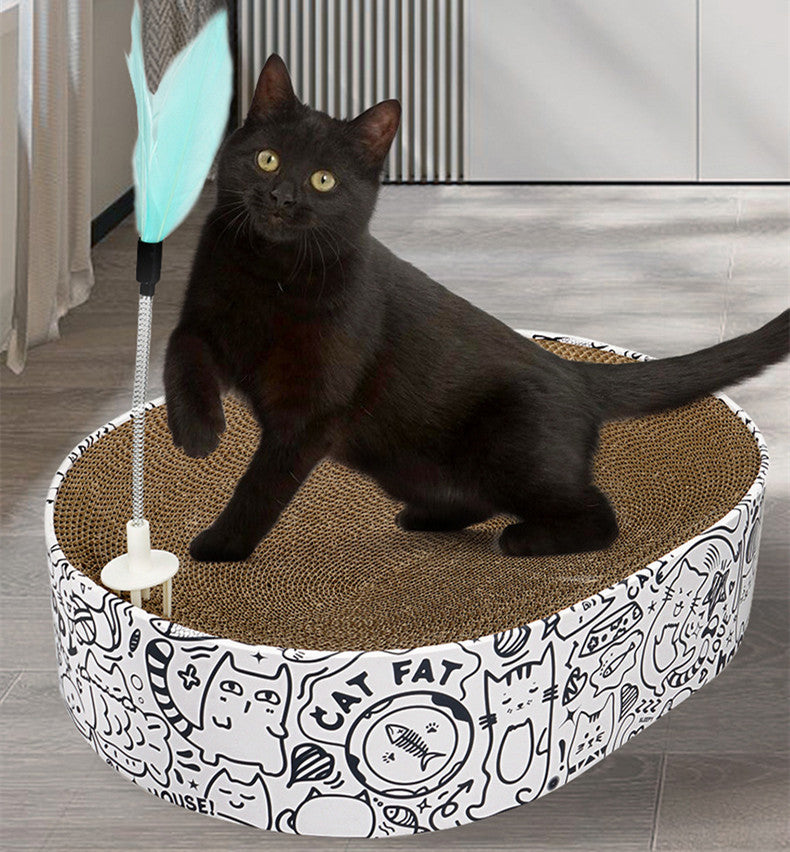 Oval Cat Scratcher Nest – Corrugated Cardboard Toy