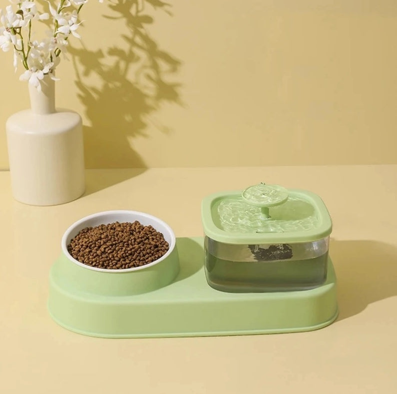 2-in-1 Pet Feeder and Drinker – Auto Water Dispenser and Food Divider