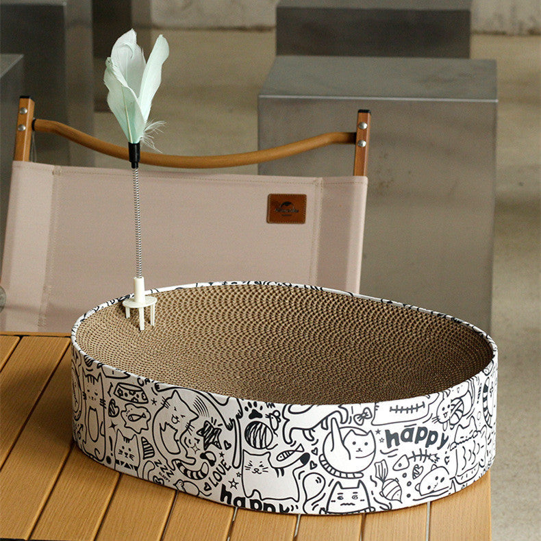 Oval Cat Scratcher Nest – Corrugated Cardboard Toy