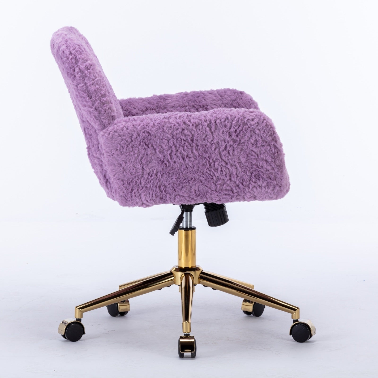 A&A Velvet Office Chair – With Artificial Rabbit Hairs & Gold Base