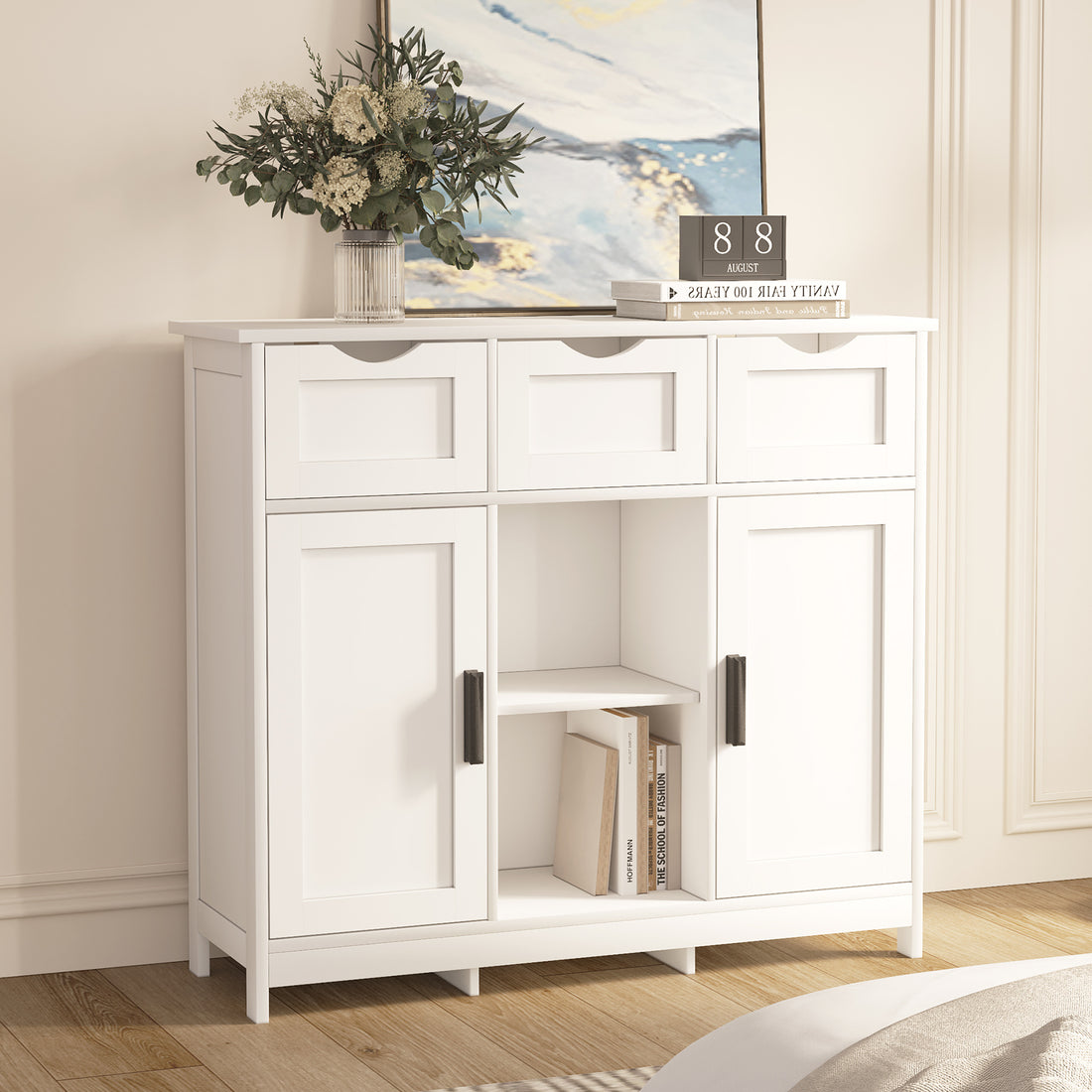 White Cabinets with Drawers & Shelves – Home Decor Furniture
