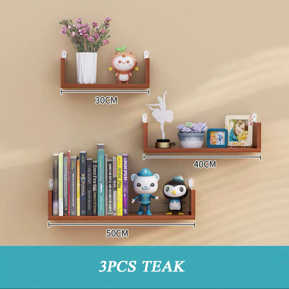 Wooden Wall Display – Hanging Shelves for Living Room Decor