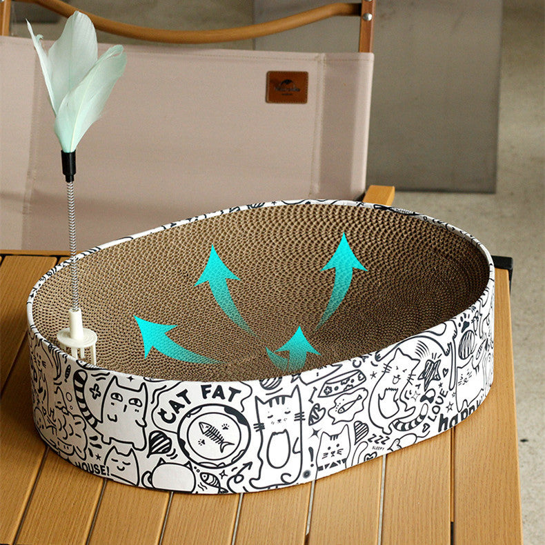 Oval Cat Scratcher Nest – Corrugated Cardboard Toy
