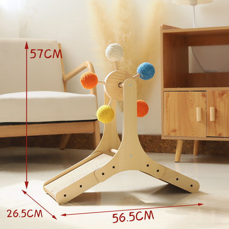 Rotating Cat Scratcher Board – Solid Wood Sisal Play Board
