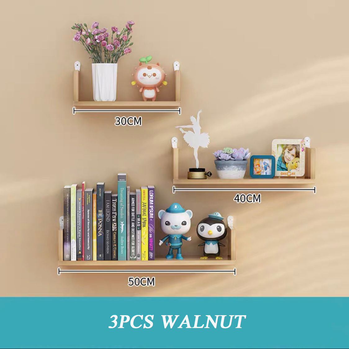 Wooden Wall Display – Hanging Shelves for Living Room Decor