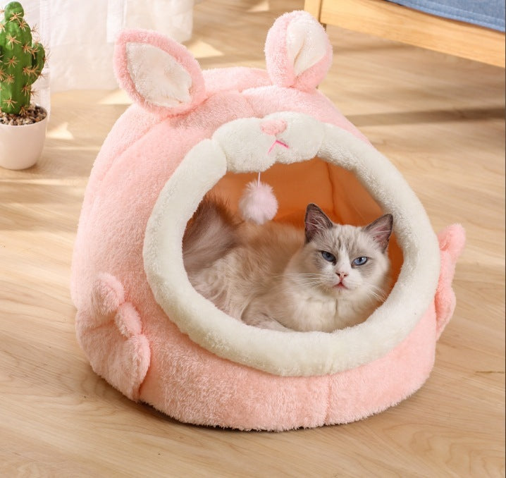 Bejirog Cat House – Pink Bunny Nest for Warmth & Rest