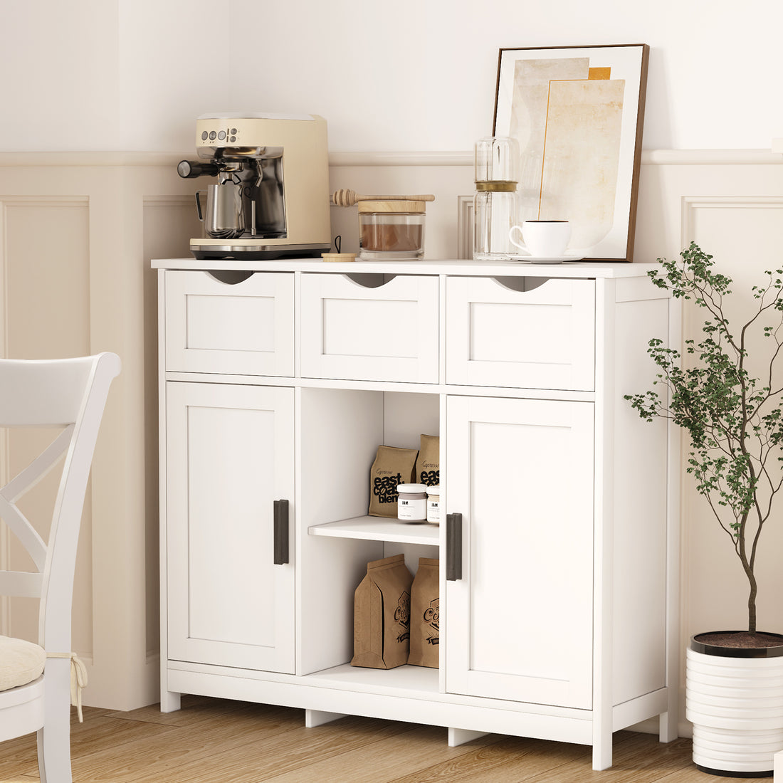 White Cabinets with Drawers & Shelves – Home Decor Furniture