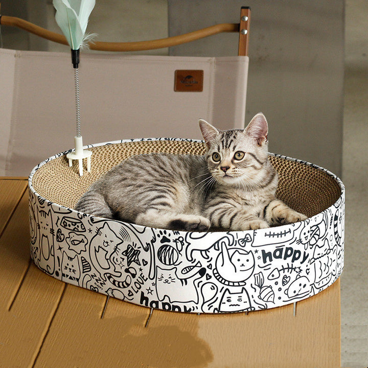 Oval Cat Scratcher Nest – Corrugated Cardboard Toy