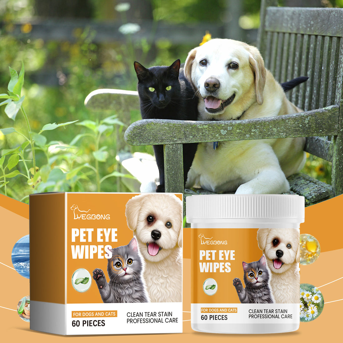 Yegbong Pet Eye Cleaning Wipes - Safe for Dogs and Cats