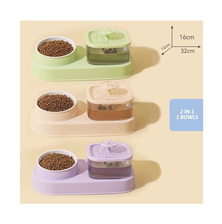 2-in-1 Pet Feeder and Drinker – Auto Water Dispenser and Food Divider