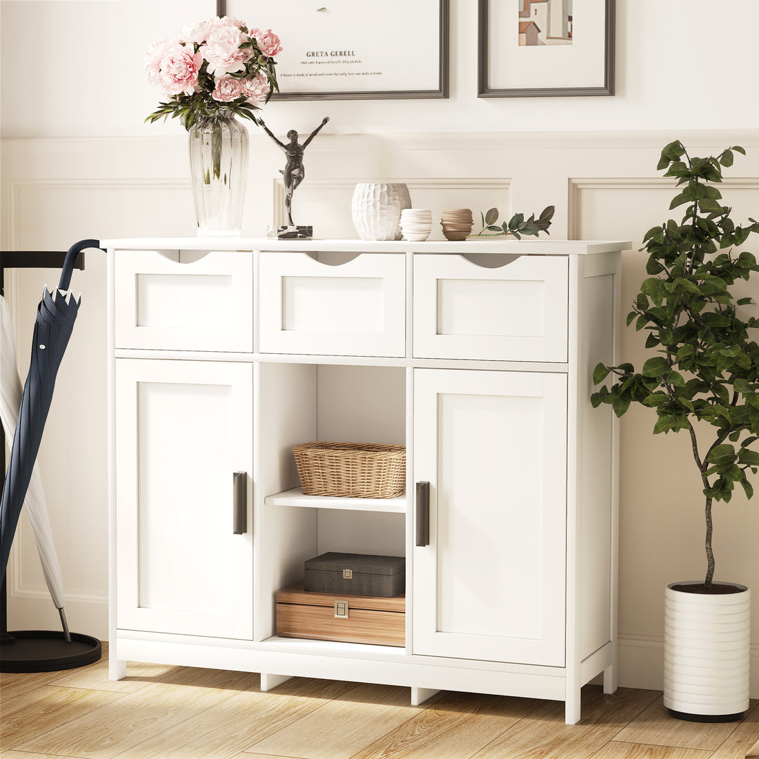 White Cabinets with Drawers & Shelves – Home Decor Furniture