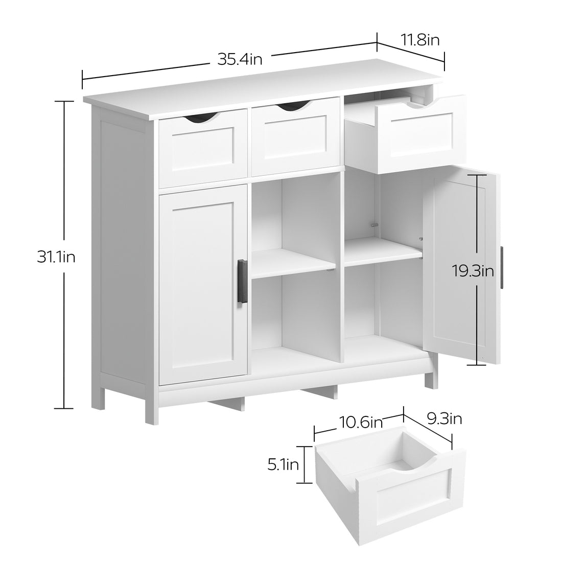 White Cabinets with Drawers & Shelves – Home Decor Furniture