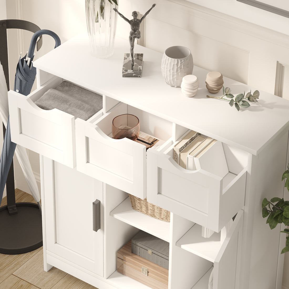 White Cabinets with Drawers & Shelves – Home Decor Furniture