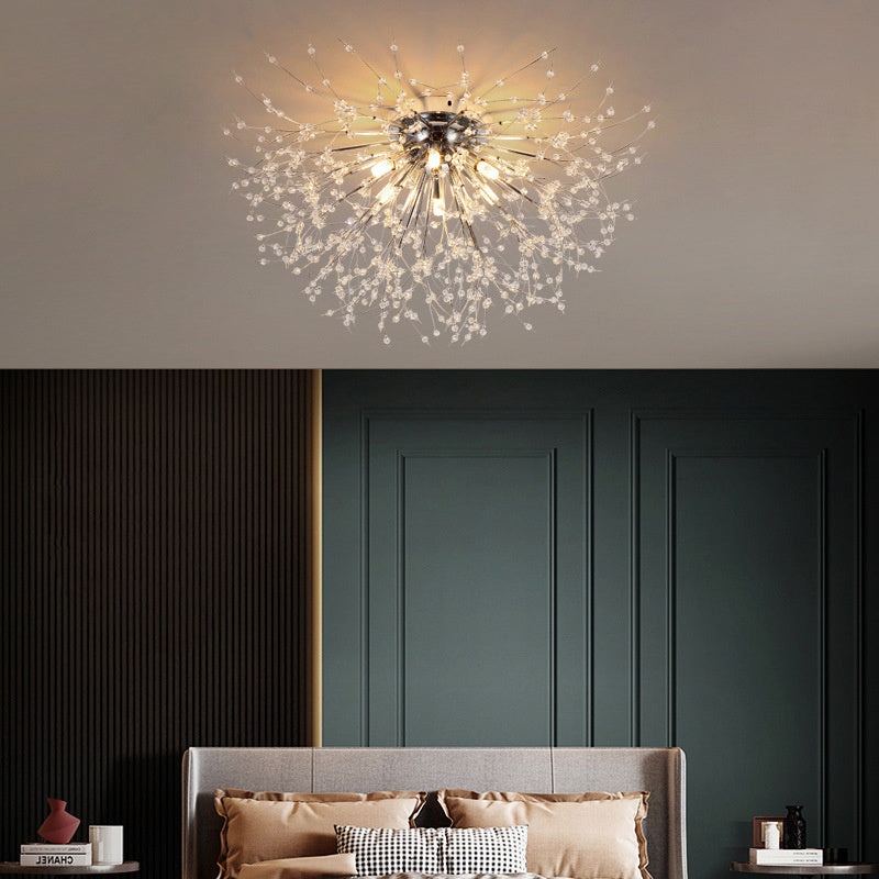 Dandelion Crystal Ceiling Lamp – Elegant Bedroom Light