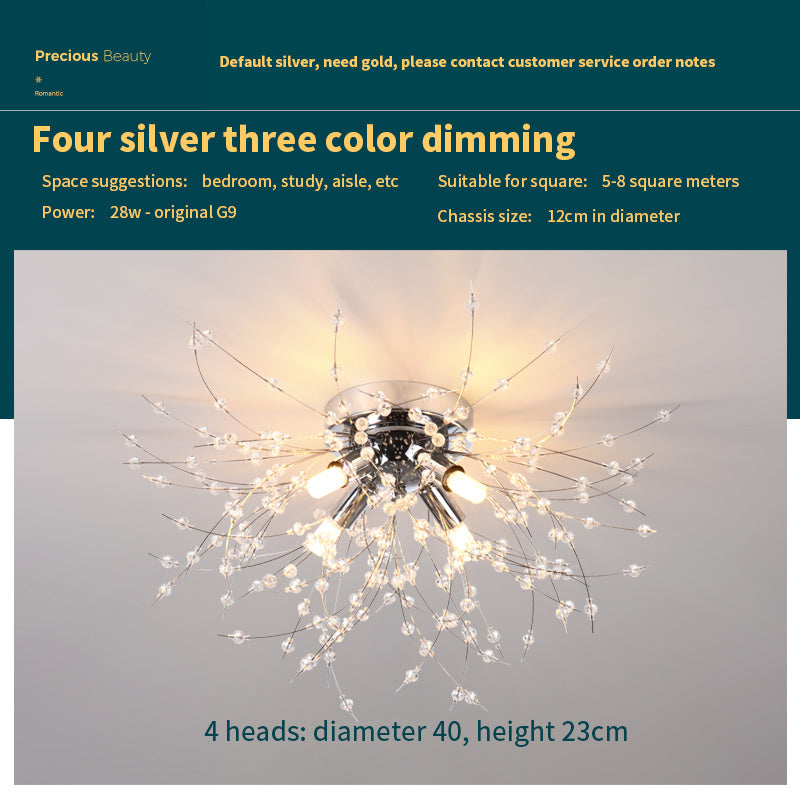 Dandelion Crystal Ceiling Lamp – Elegant Bedroom Light
